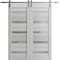 Sartodoors Sliding Closet Barn Bypass Doors 64 x 80in, Quadro 4111 Matte Black, Sturdy 6.6ft Rails QUADRO4111BBB-BLK-64 - alternate 1